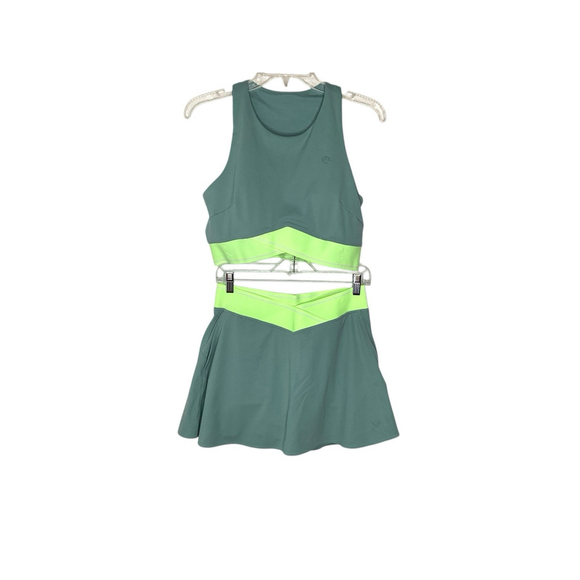 Lululemon V-waist Tennis Skirt & Top Set Sz 8/10 Green Pickleball Gorpcore EUC - Picture 5 of 14